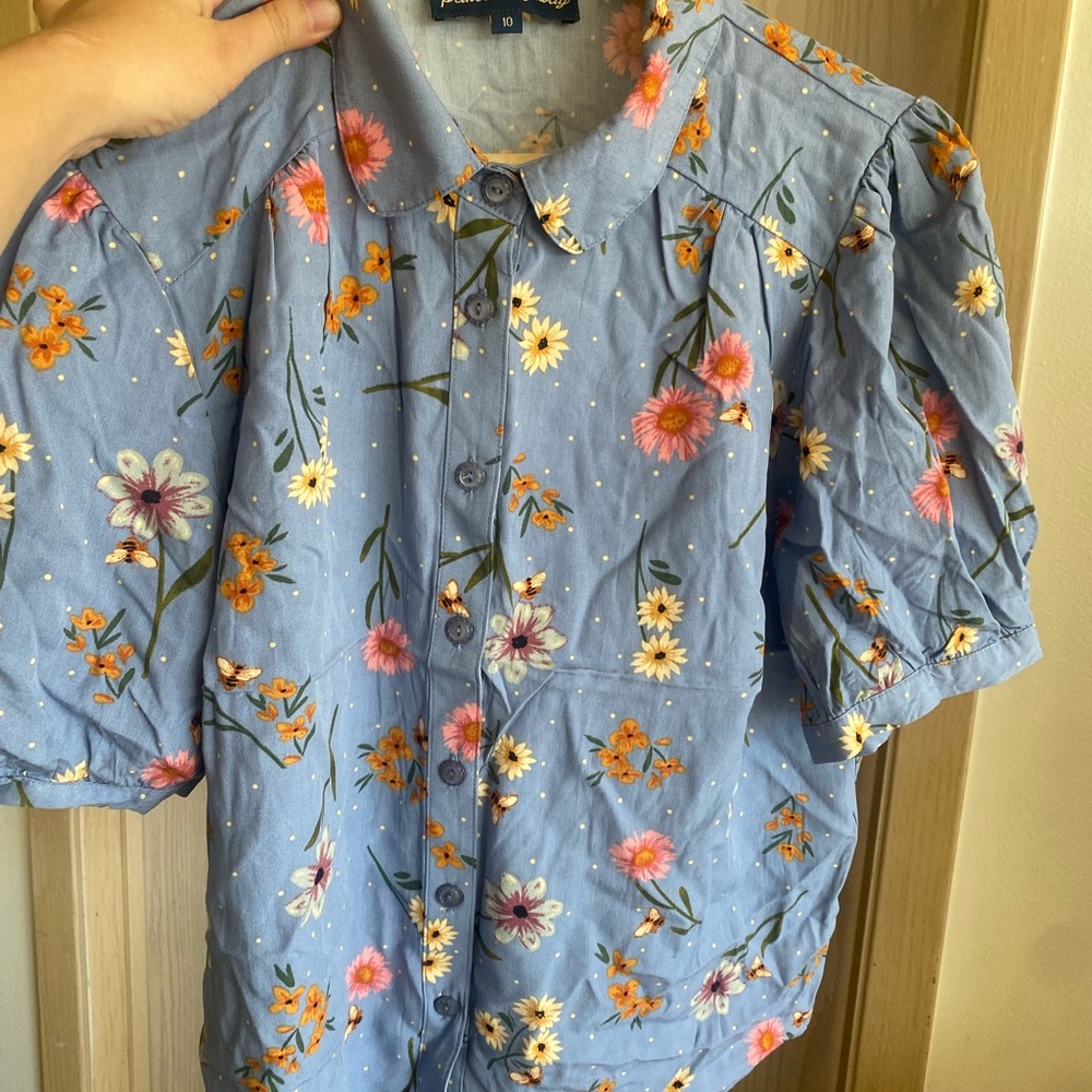 Princess Highway Blue Floral Button Down Shirt